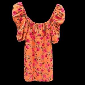 Wayf Orange and Pink floral mini Dress size XS